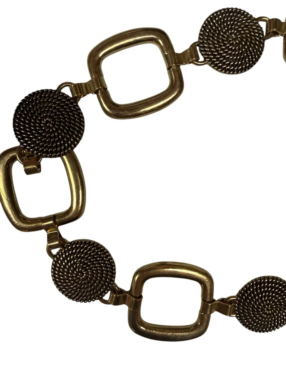 Y2K Gold-Tone Chain Belt with Textured Medallions adjustable